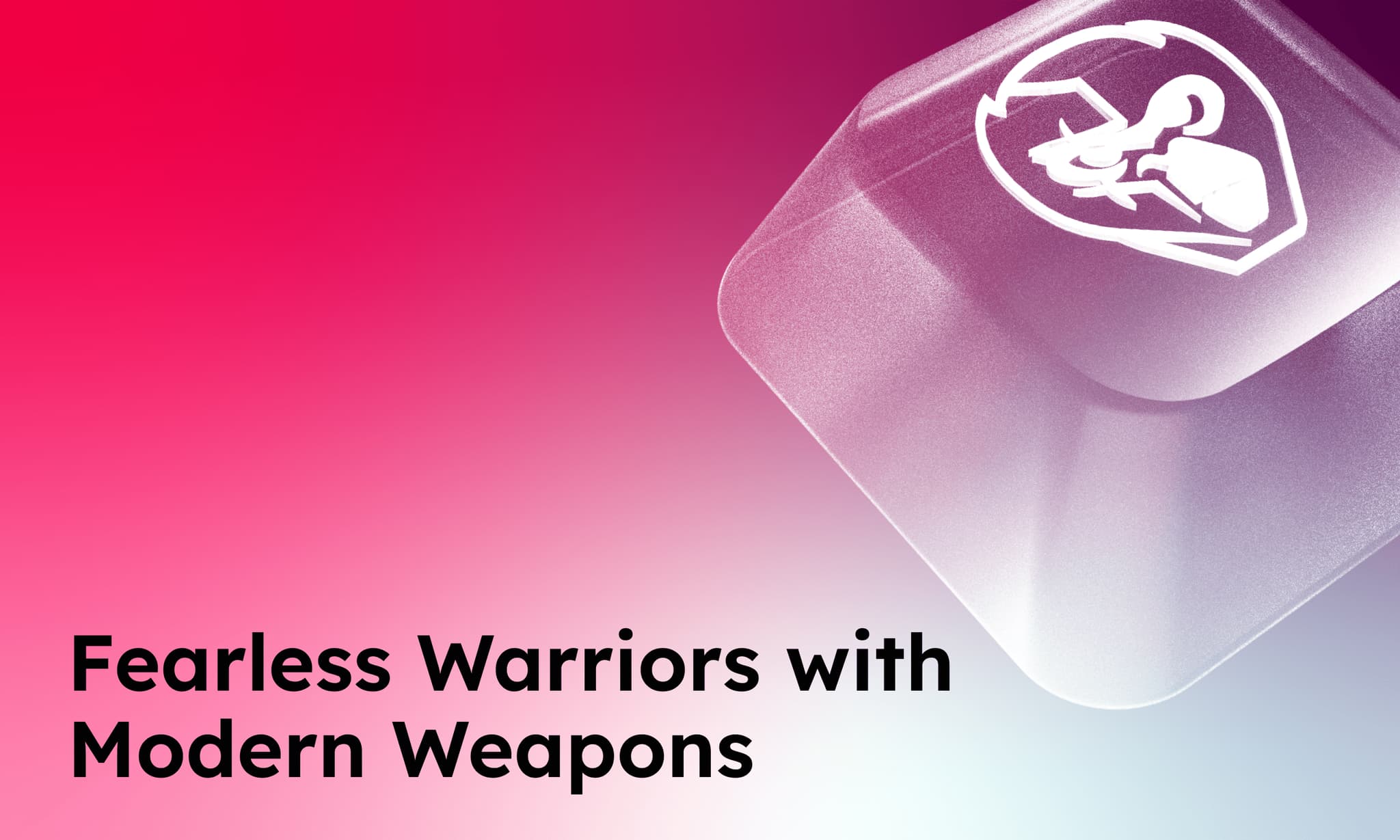 Fearless warriors graphic featuring modern weapons with a vibrant gradient background.