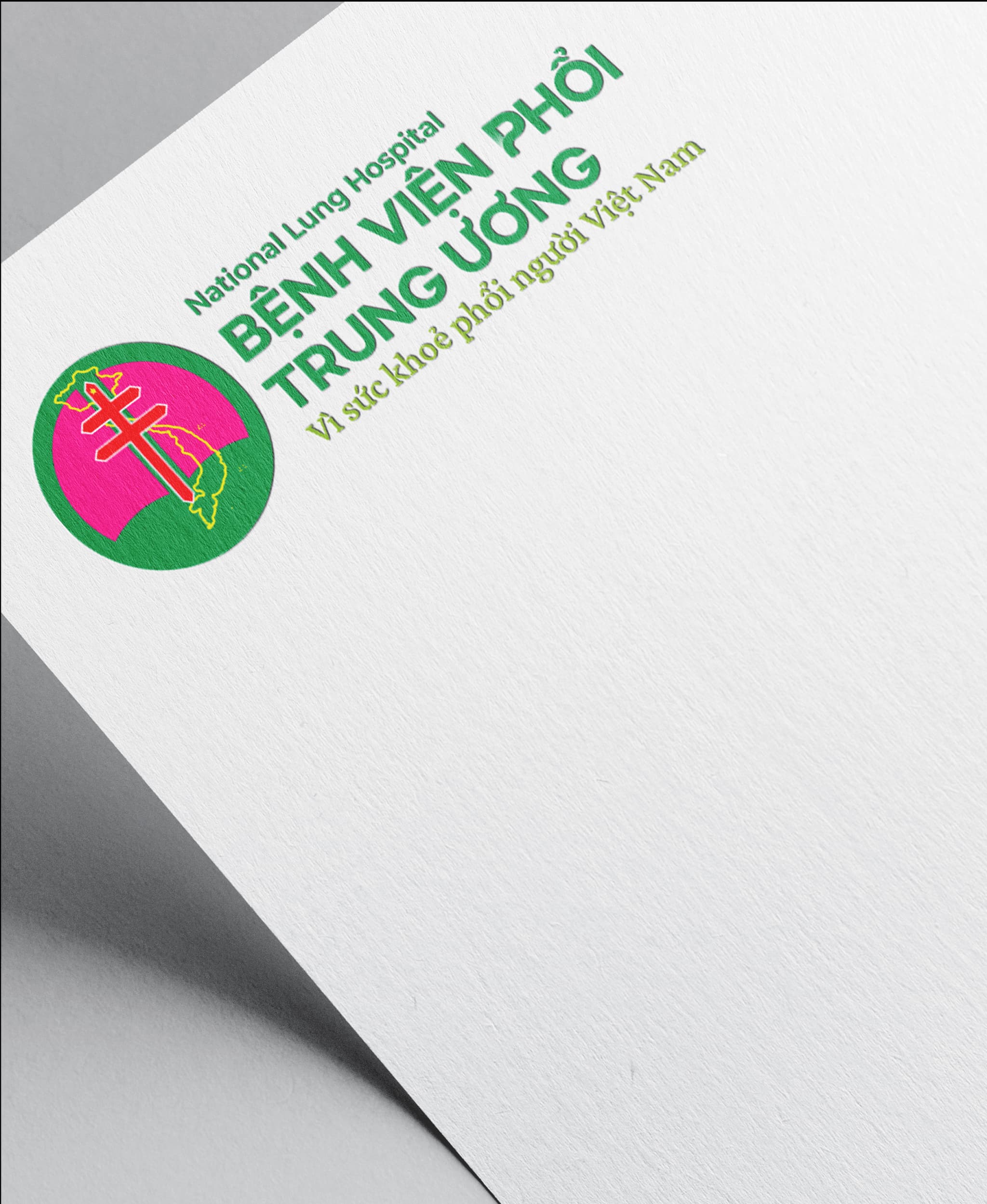 National Lung Hospital letterhead featuring a pink logo and Vietnamese text emphasizing lung health.