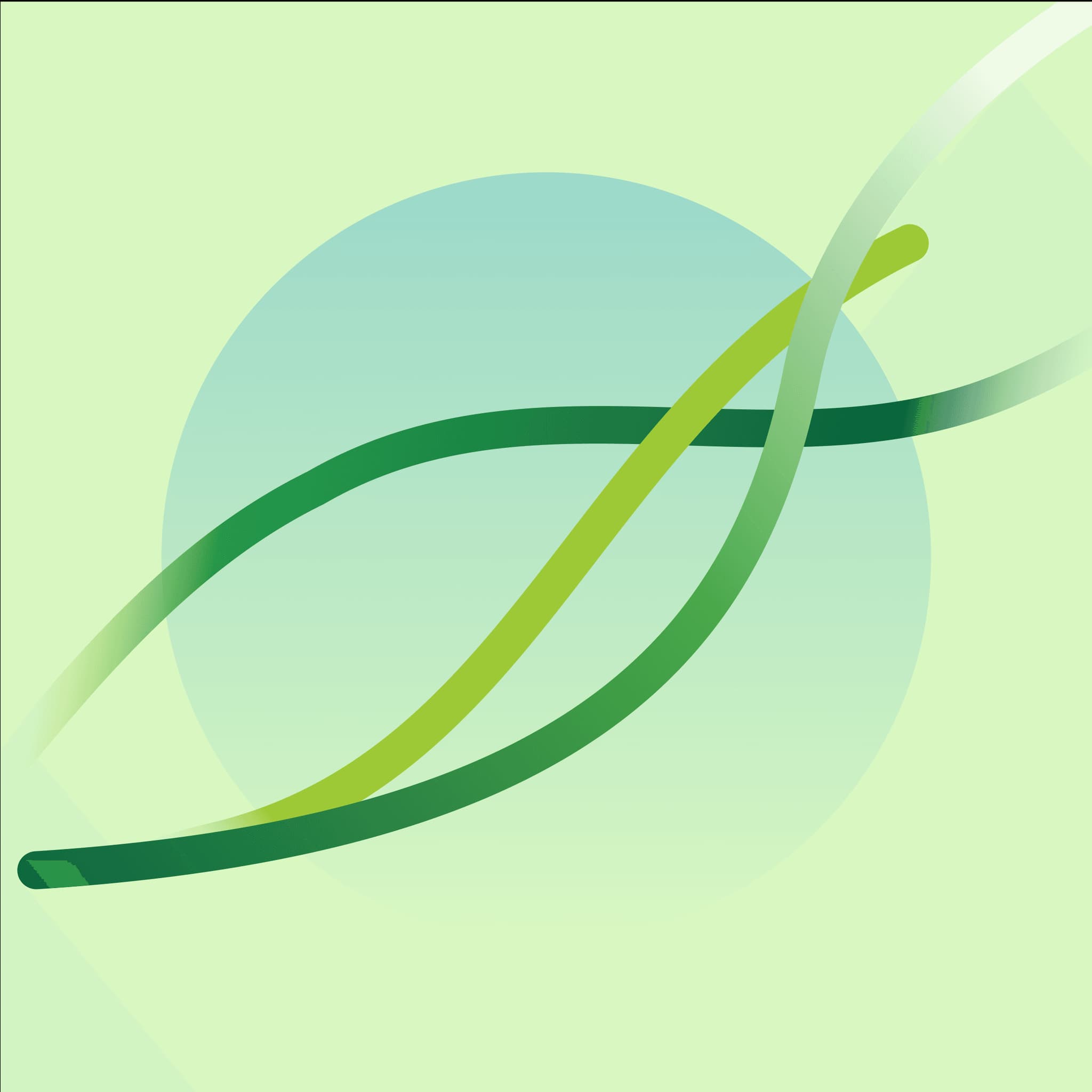 Abstract green and blue graphic design featuring flowing lines against a soft green background. Ideal for nature themes.