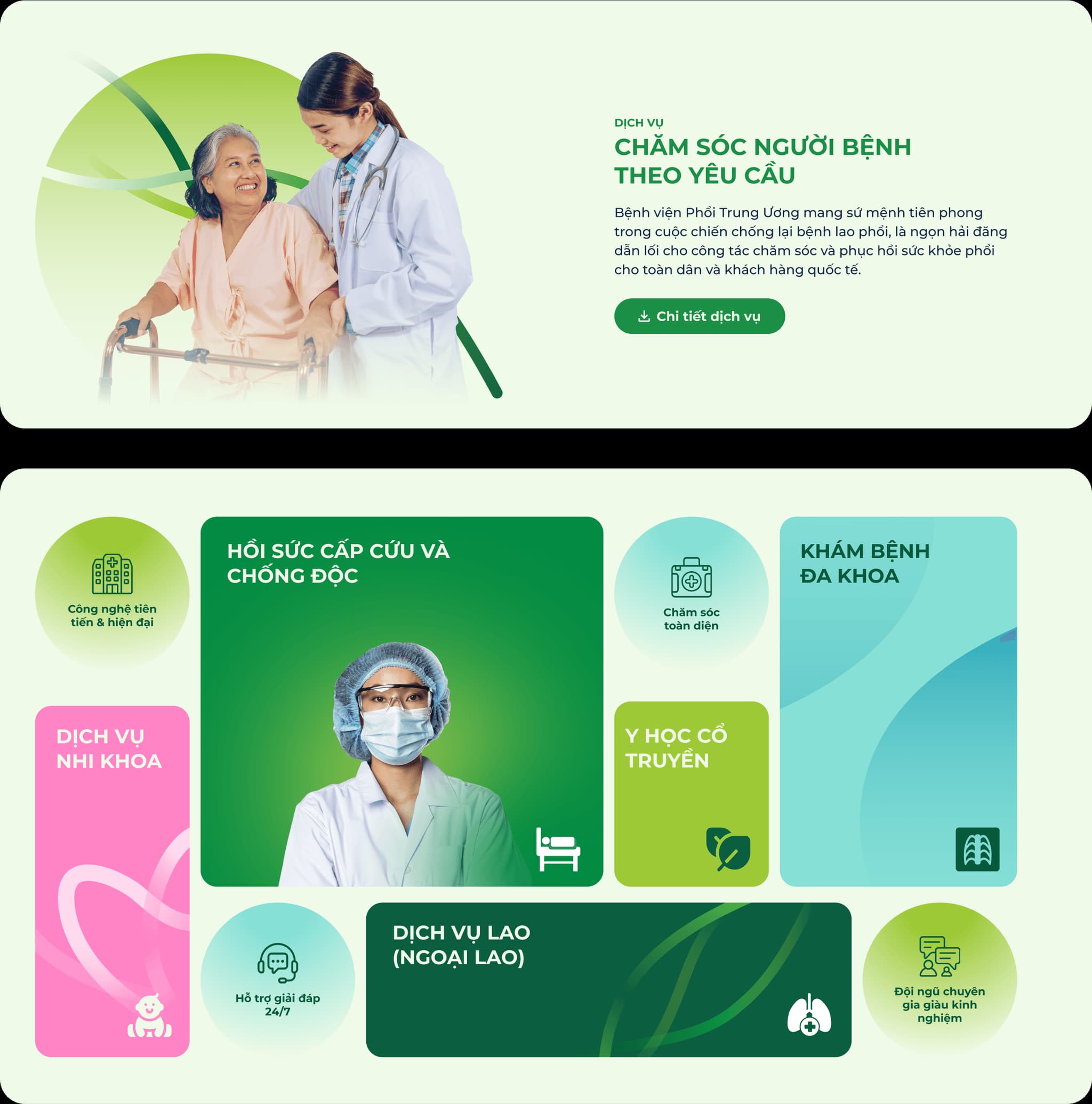 Healthcare services promotional image featuring diverse medical professionals assisting patients with various specialties.