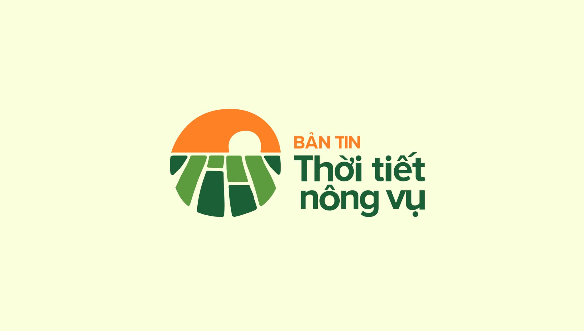Colorful logo featuring a stylized sun over a green landscape, with text "BẢN TIN Thời tiết nông vụ" in Vietnamese.