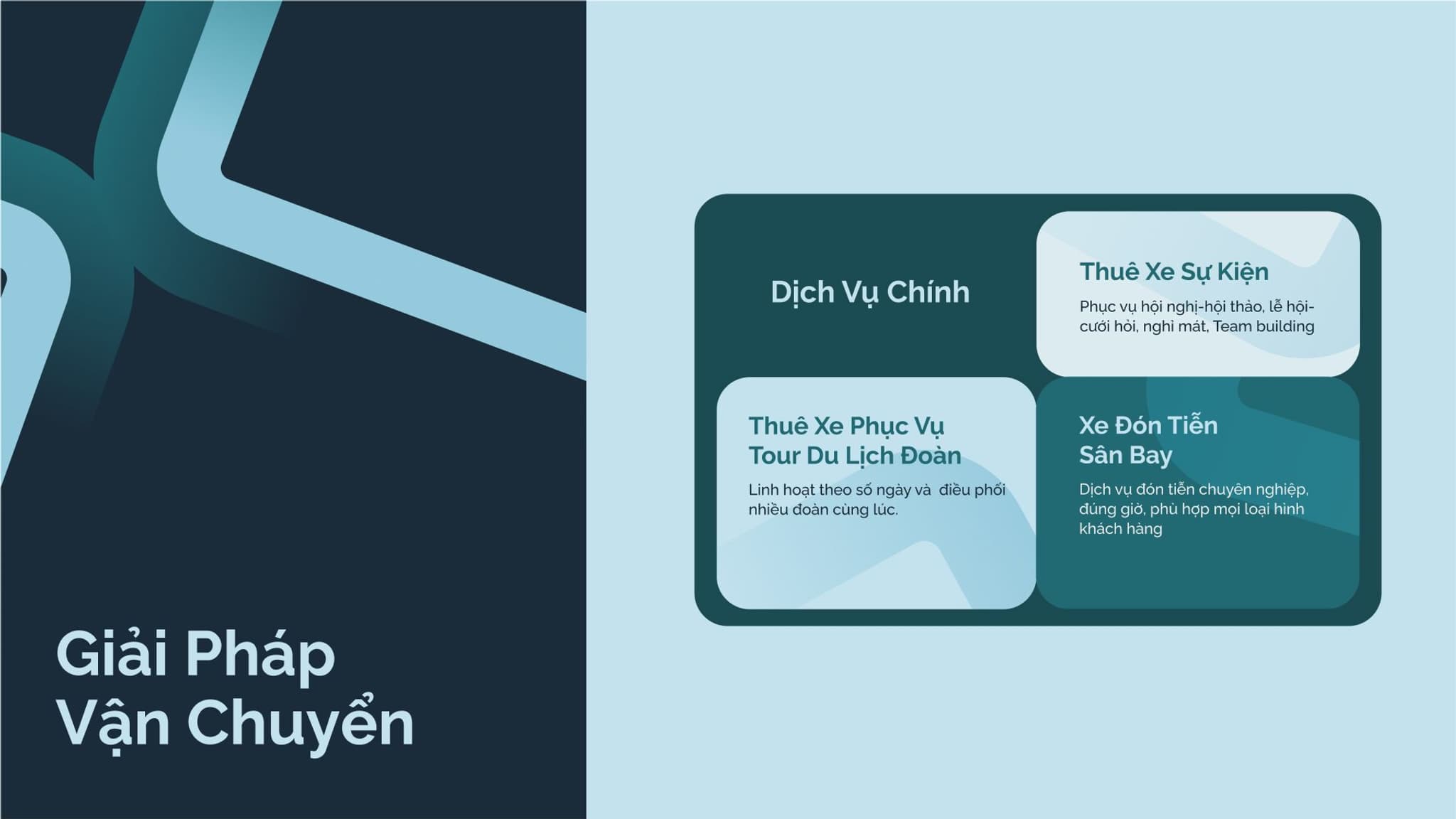 Graphic showcasing transportation solutions, featuring service options for event car rentals and airport transfers.