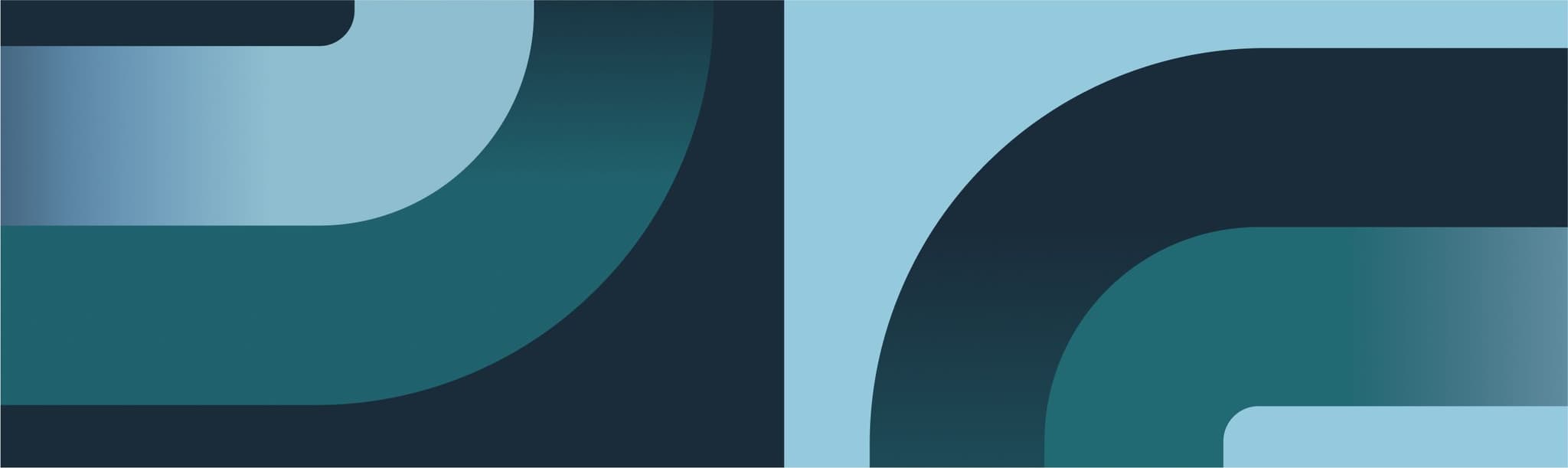 Abstract geometric design featuring overlapping blue and teal shapes with a gradient effect, creating a modern aesthetic.