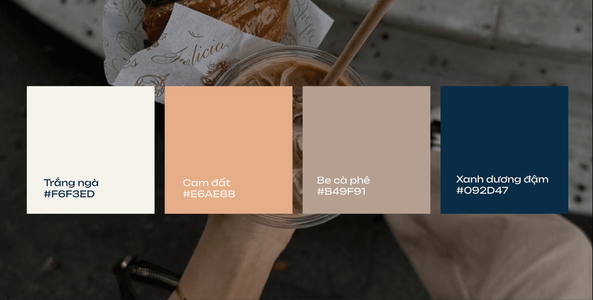 Color palette featuring soft cream, warm peach, coffee beige, and deep navy tones. Ideal for design inspiration.