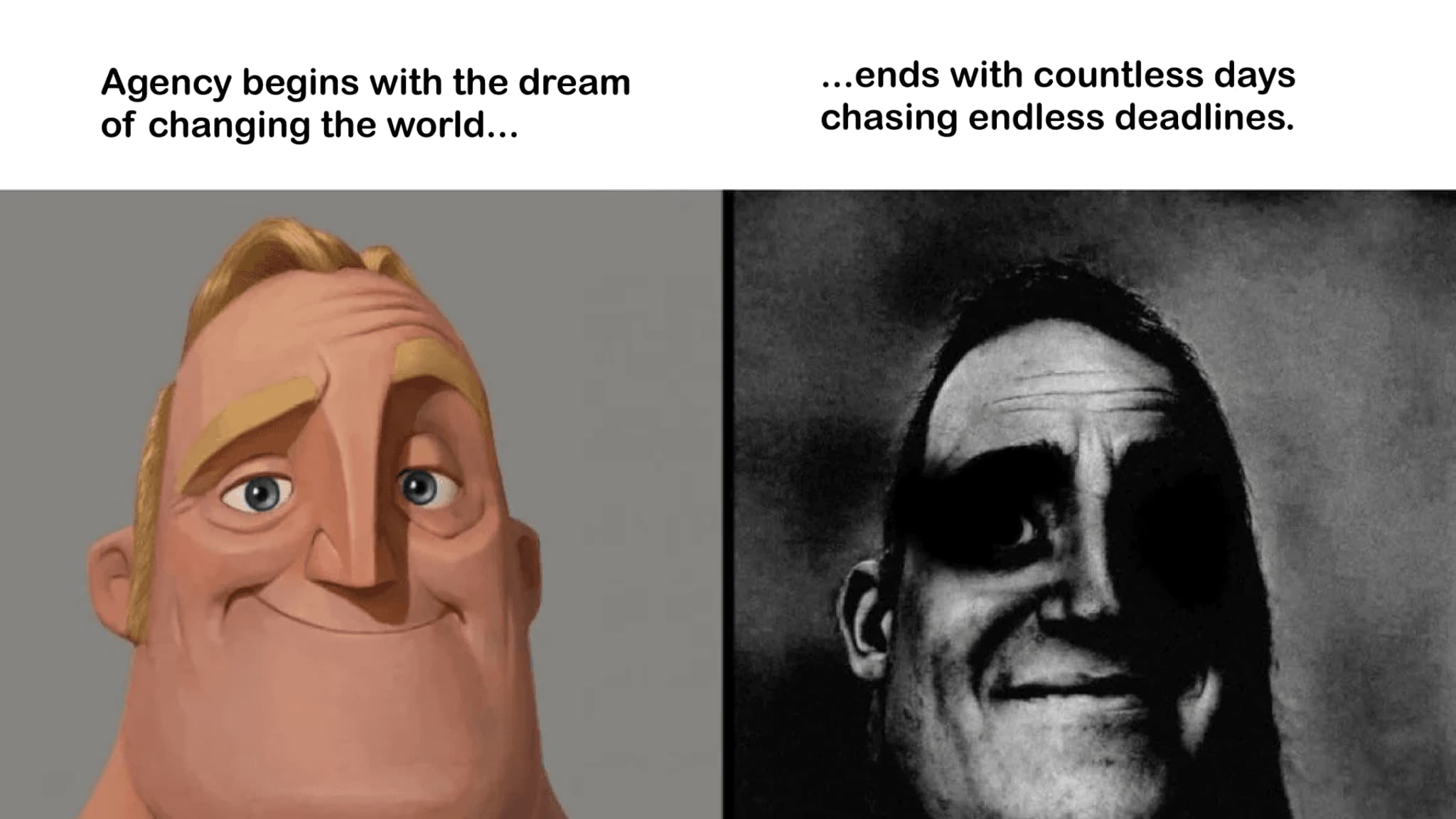 A meme about the partnership between an agency and a client