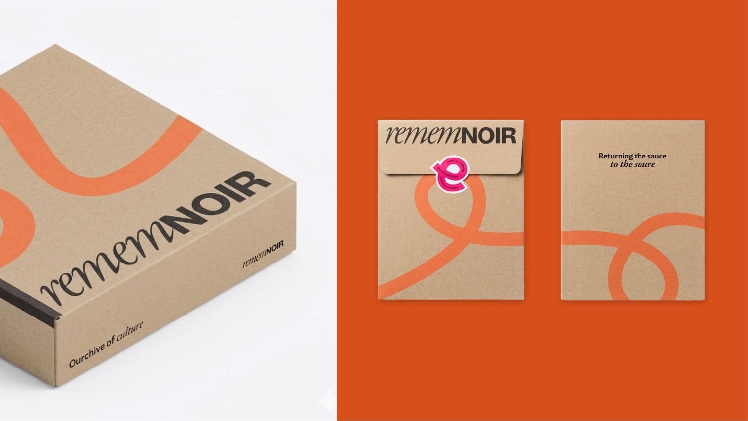 VermemNOIR perfume packaging and product box with orange branding and ribbon motif, marketing slide 16/9