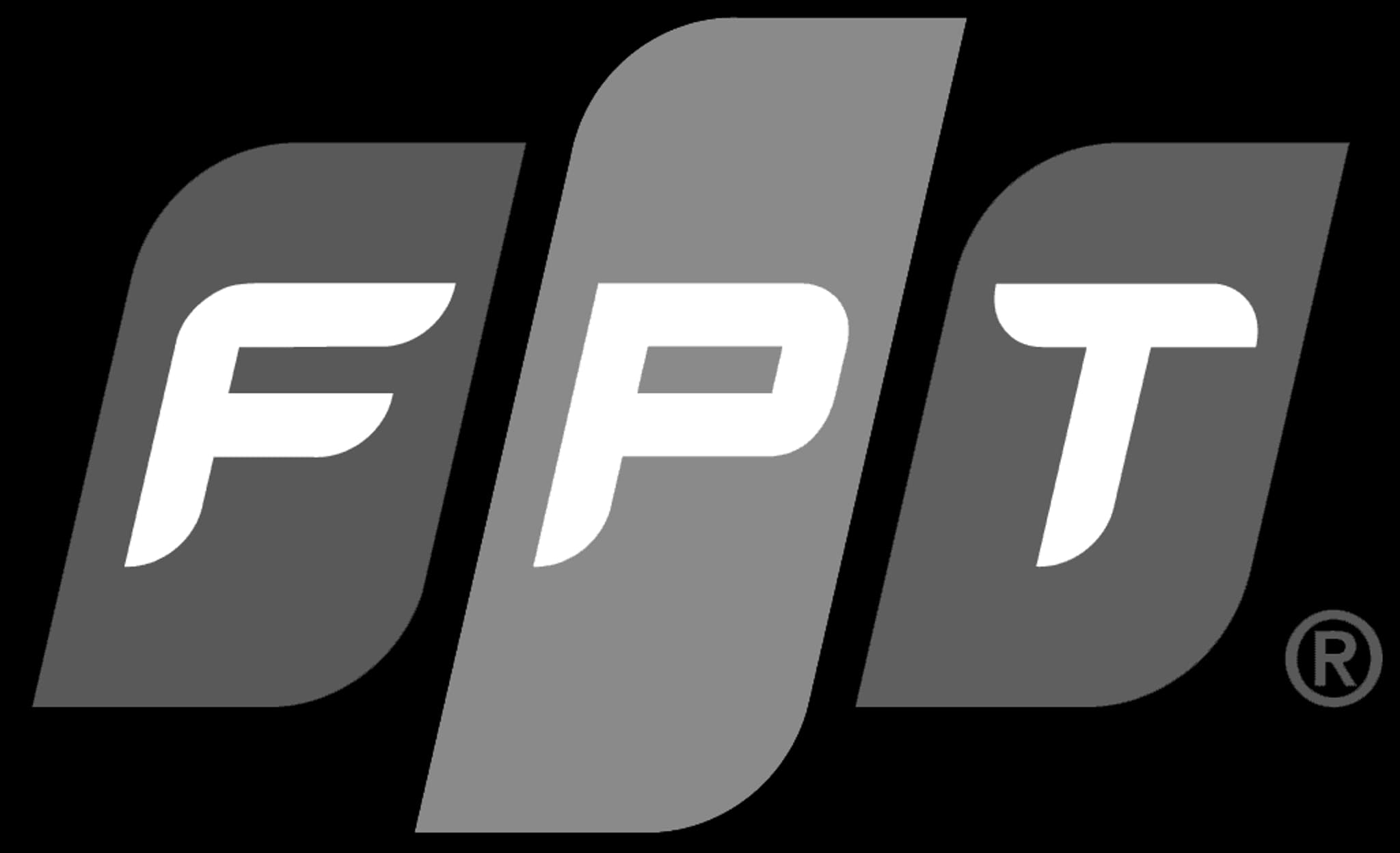 FPT logo in gray tones featuring bold, stylized letters "FPT." Suitable for branding and corporate identity use.