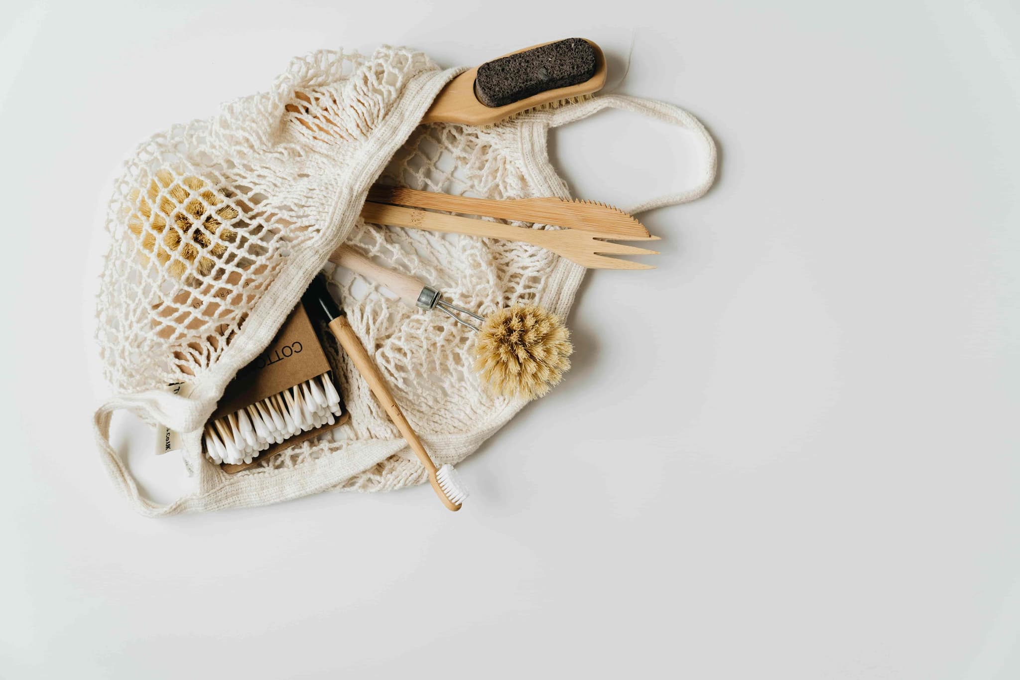 Eco-friendly personal care items in a mesh bag